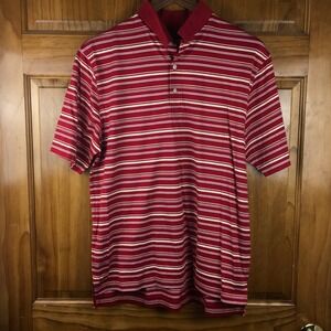 Brooks Brothers 346 Mens Red Striped Mercerized Cotton Polo Shirt Size M